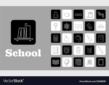 Set line icons in flat design education school vector image