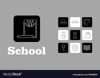 Set line icons in flat design education school vector image