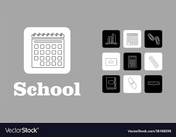 Set line icons in flat design education school vector image