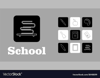 Set line icons in flat design education school vector image