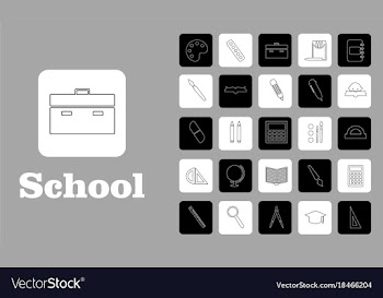Set line icons in flat design education school vector image
