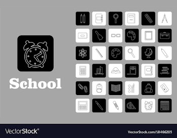 Set line icons in flat design education school vector image