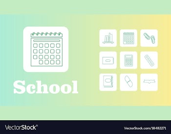 Set line icons in flat design education school vector image