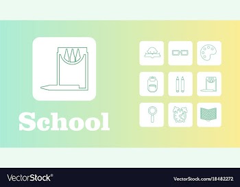 Set line icons in flat design education school vector image