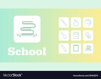 Set line icons in flat design education school vector image