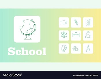 Set line icons in flat design education school vector image