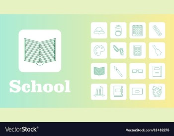 Set line icons in flat design education school vector image