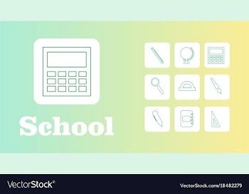 Set line icons in flat design education school vector image