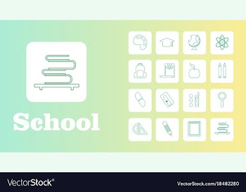 Set line icons in flat design education school vector image