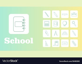 Set line icons in flat design education school vector image