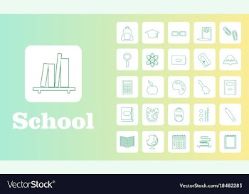 Set line icons in flat design education school vector image