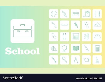 Set line icons in flat design education school vector image