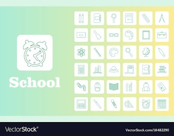 Set line icons in flat design education school vector image