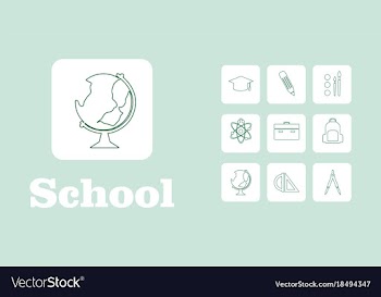 Set line icons in flat design education school vector image