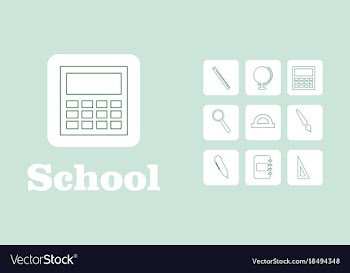 Set line icons in flat design education school vector image