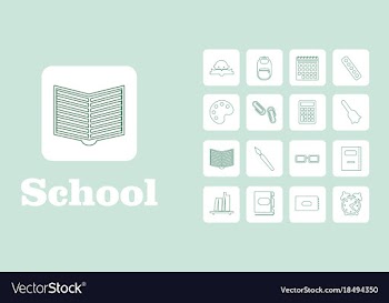 Set line icons in flat design education school vector image