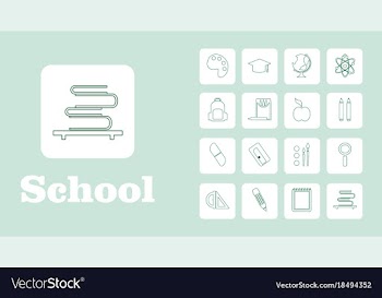 Set line icons in flat design education school vector image