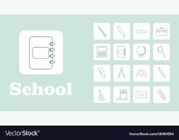 Set line icons in flat design education school vector image