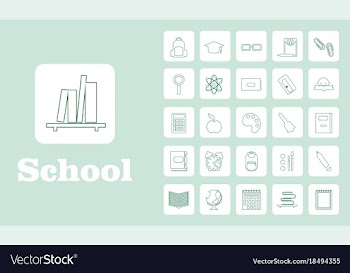 Set line icons in flat design education school vector image