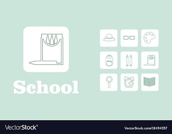 Set line icons in flat design education school vector image