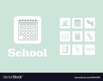 Set line icons in flat design education school vector image