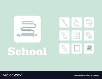 Set line icons in flat design education school vector image