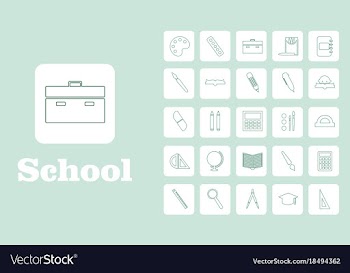Set line icons in flat design education school vector image