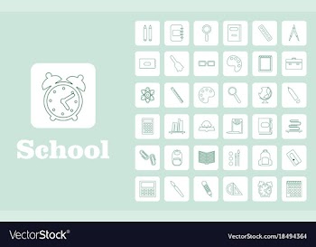Set line icons in flat design education school vector image