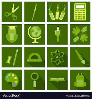 Set line icons in flat design education school vector image