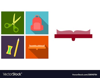 Set line icons in flat design education school vector image