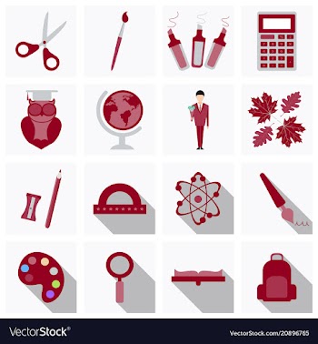 Set line icons in flat design education school vector image