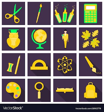 Set line icons in flat design education school vector image