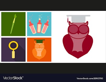 Set line icons in flat design education school vector image