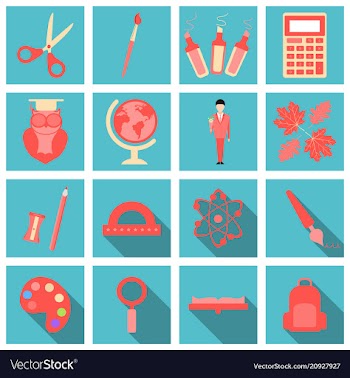 Set line icons in flat design education school vector image