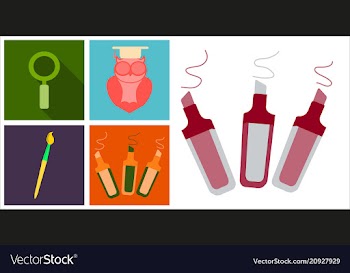 Set line icons in flat design education school vector image