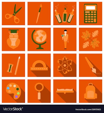 Set line icons in flat design education school vector image