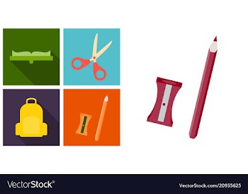 Set line icons in flat design education school vector image