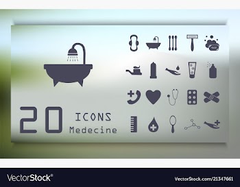 Set medecine and health flat icons collection vector image