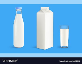 set milk in different packages glass carton