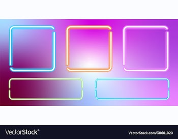 set neon glowing frames in multicolored unicorn