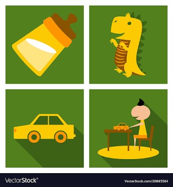 Set o kinds icons of toys baby bottle little vector image