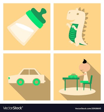 Set o kinds icons of toys baby bottle little vector image