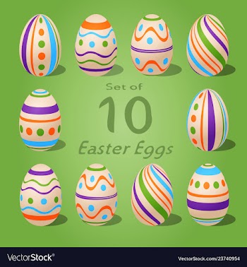 Set of 10 easter eggs striped and dots collection vector image