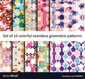 Set of 10 fantasy patterns vector image