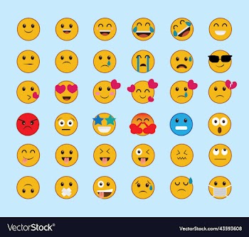 set of 36 cartoon emoticons emoji icons
