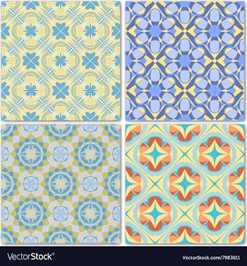  					Set of 4 decorative mosaic seamless patterns vector image														