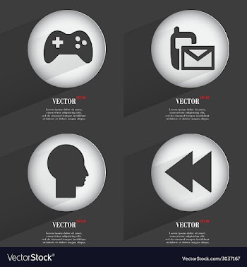 Set of 4 Flat Buttons Icons with Shadows on vector image