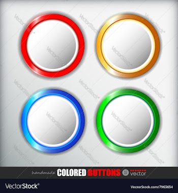 Set of 4 round buttons NormalUp Over PressedActive vector image