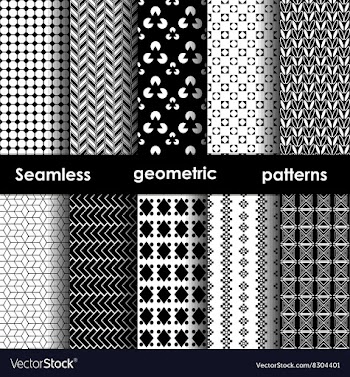 Set of 6 monochrome seamless patterns vector image