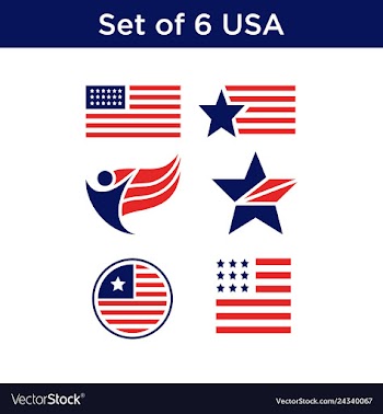 Set of 6 united state of america vector image